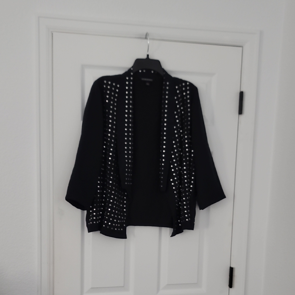 Rock & Republic Black Cardigan with Silver Accents